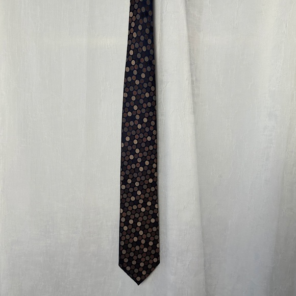 Men’s Silk Tie Haines & Bonner of London Handmade Brown Polka Dot - Picture 10 of 14